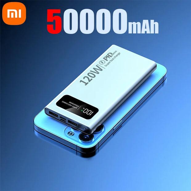 Xiaomi 50000mAh Large Capacity Power Bank 120W Super Fast Charging Mobile Powerbank for Huawei Apple Xiaomi Samsung 2025 New