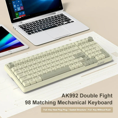 Ajazz AK992 Wired Mechanical Keyboard 98-Key Full Layout Hot-Swap USB Gaming keyboard Multimedia Key Knob for Desktop PC Laptop