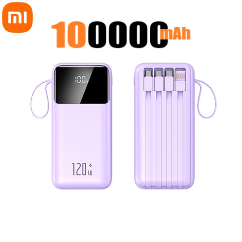 Xiaomi Hot 200000mAh 120W Power Bank Super Fast Charging Powerbank Portable Mobile Power With 4 Wire for iPhone Samsung HUAWEI