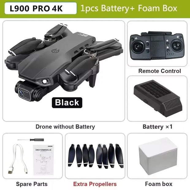 L900 Pro SE GPS Drone Profesional 4K HD Camera 5G WIFI FPV Quadcopter With Brushless Motor Foldable RC Drones For Children Toys