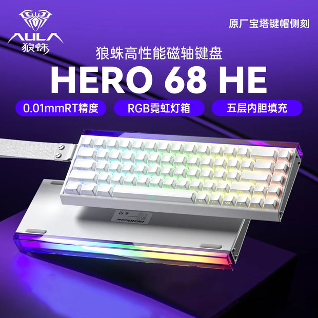 AULA New HERO 68HE Magnetic Switch Gaming Keyboard E-sports Game Customize RGB Mechanical Wired Keyboard Ergonomics Accessories