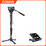 COMAN DK327AQ6 Professional Video Camera Monopod Q6 Head With Tripod Stand For DSLR Camera Canon Nikon Sony Video Camcorder