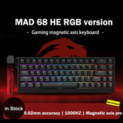 MADLIONS MAD 60/68HE Gaming Magnetic Switch Keyboard Wired Key Web Drive Custom 8K 61/68 Return RT Adjustable Keystroke Hot Swap