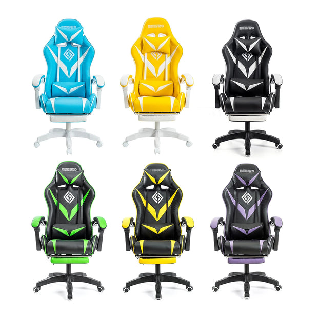 Massage Gaming Chair for Kids Computer Gamer Chair with Footrest and Lumbar Support Reclining PC Office Chair with Headrest