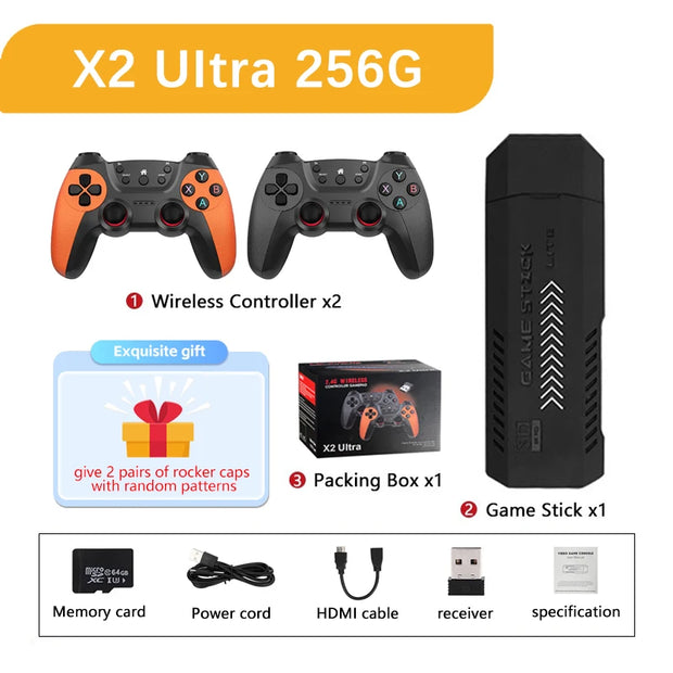 X2 Ultra X2 Plus GD10 Pro 4K Game Stick 3D HD Retro Video Game Console Wireless Controller TV 50 Emulator For PS1/N64/DC  Gift