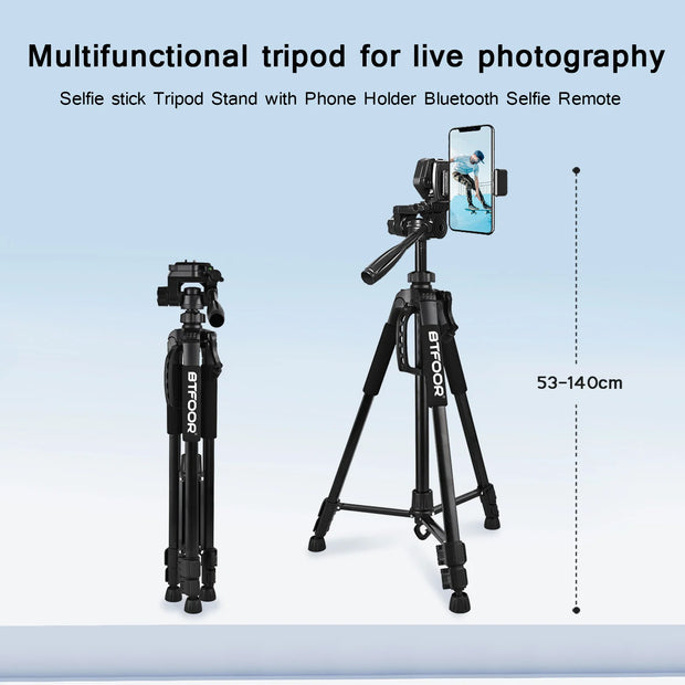 Phone Travel Self Tripod  Aluminum Tall 55” 140CM Stand With Quick Plates Mount Pan Head For Canon Nikon DSLR SLR Digital Camera