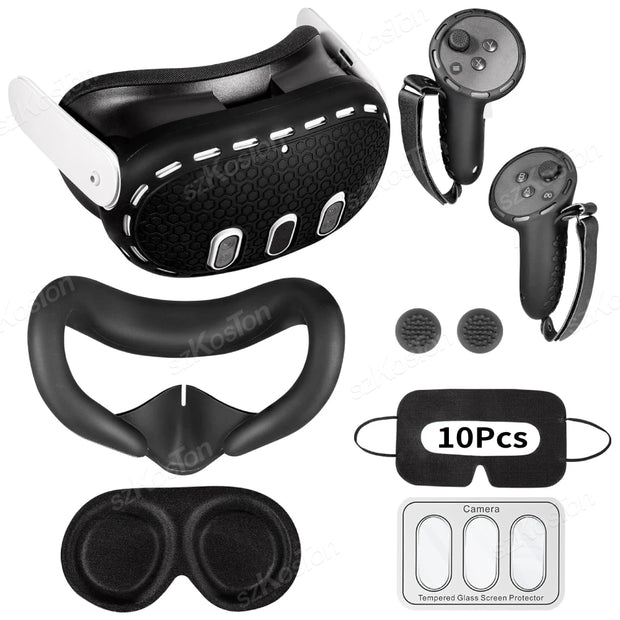 7in1 VR Accessories Kits for Meta Quest 3 Silicone Protective Cover VR Headset Lens Cap Protection Case for Meta Quest 3