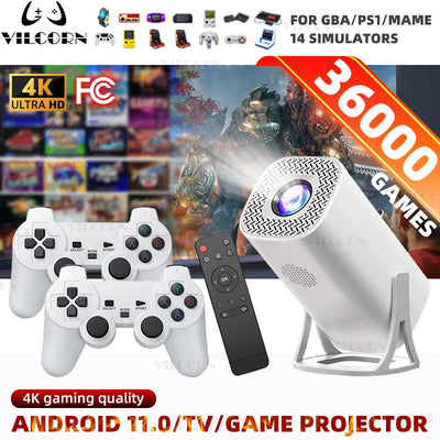 S40MAX Android 11 Gaming Projector Home Theater Wireless Gaming Controller Dual WIFI 1280*720P For MirrorCast/Youtube/Disney+