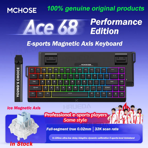 MCHOSE Ace 60 Pro 68 Magnetic Axis Mechanical Keyboard Original 0.01ms Latency RT 0.01mm 128K Gaming Keyboard Customized Esports