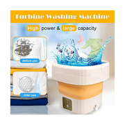 Mini Foldable Portable Small Bucket Washing Machine with Touch Screen and Drainer Basket for Camping, Apartment US Plug