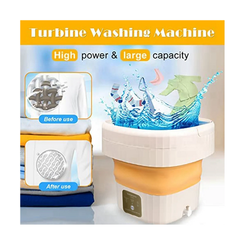 Mini Foldable Portable Small Bucket Washing Machine with Touch Screen and Drainer Basket for Camping, Apartment US Plug