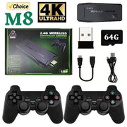 4K 10000 games 64GB Retro game For Dropshiopping Xmas Gift Video Game Sticks M8 Console 2.4G Dual Wireless Controller Game Stick