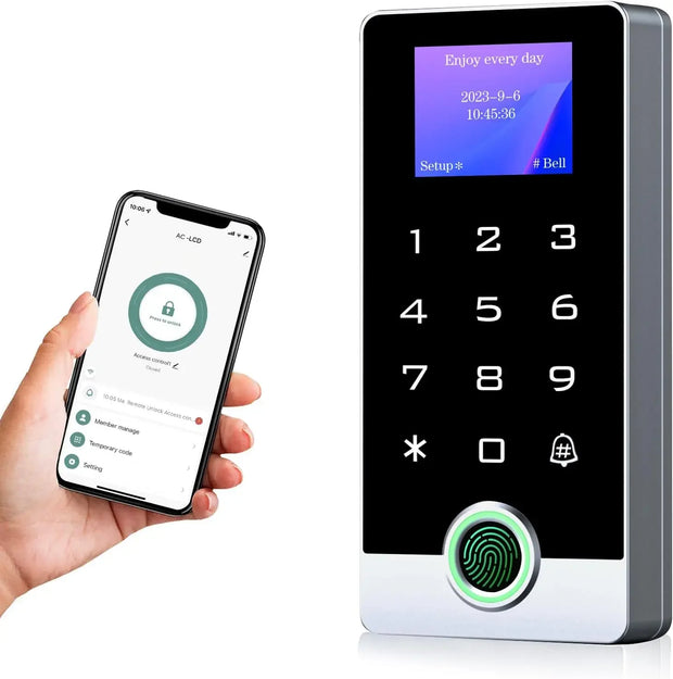 Waterproof Tuya App Control Fingerprint Reader With LED Screen Stand-Alone Door Keypad Full Metal WiFi Access Control System