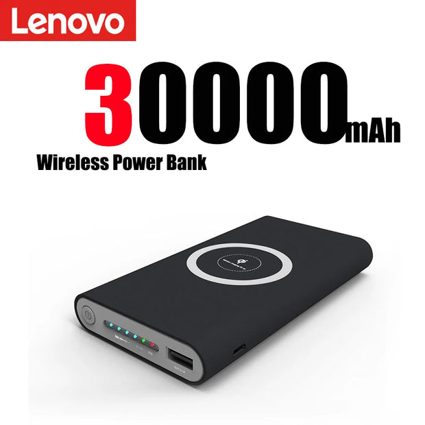 Lenovo 200000mAh External Battery Power Bank Two-Way Wireless Fast Charge Powerbank Portable Charger Type-C For iPhone Samsung