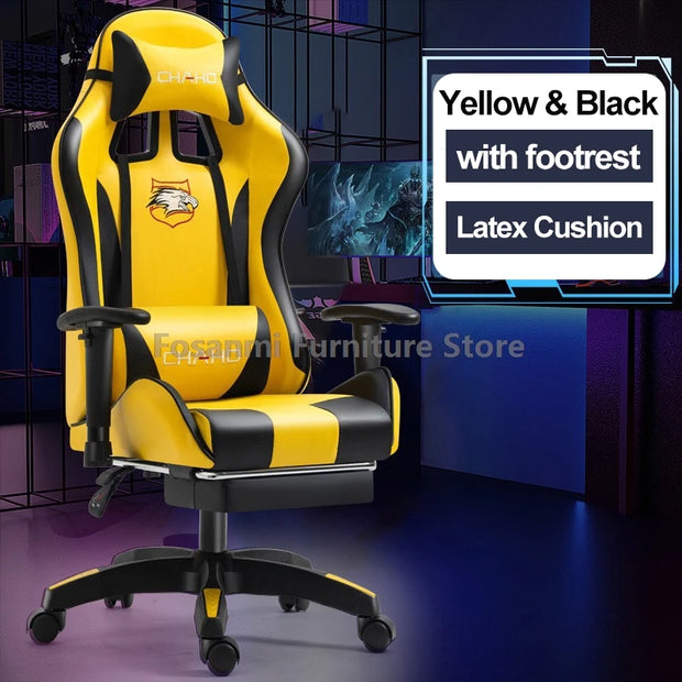 Lift and Swivel Gaming Chair with armrests Home Office Computer High-quality Leather Gamer Chairs Internet Anchor Racing Chair