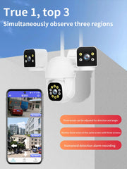 6K 12MP WiFi Surveillance Camera, 3 Lens 3 Screens,10X Digital Zoom, AI Human Detect, 8mp Outdoor Security PTZ IP Cameras