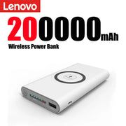 Lenovo 200000mAh External Battery Power Bank Two-Way Wireless Fast Charge Powerbank Portable Charger Type-C For iPhone Samsung