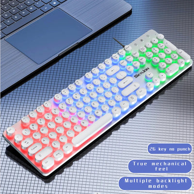 H300 Wired 104 Keys Membrane Keyboard Many Kinds of Colorful Lighting Gaming and Office For Windows and IOS System