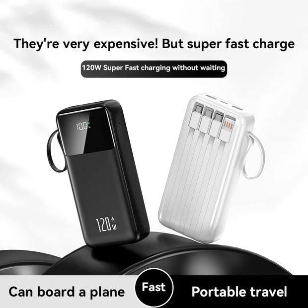 Xiaomi Hot 200000mAh 120W Power Bank Super Fast Charging Powerbank Portable Mobile Power With 4 Wire for iPhone Samsung HUAWEI