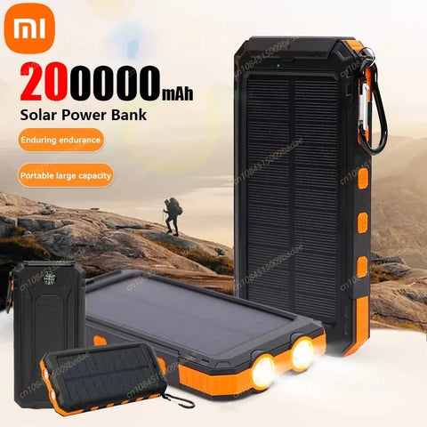 Xiaomi Solar 200000mAh Power Bank Portable Large Capacity Charger Compatible with IOS Android USB-A and USB-C Fast Charging