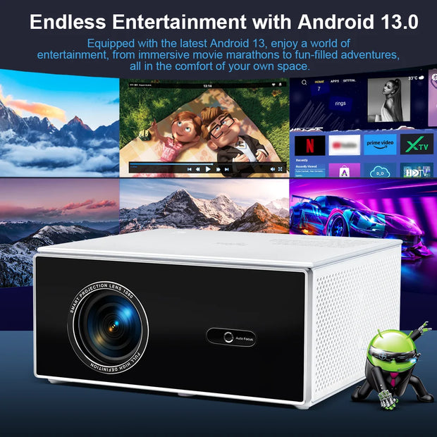 ThundeaL TDA7W Full HD 1080P Projector 4k Android 13.0 2G 32G WiFi 6 Home Theater TDA7 Beam Projector For Outdoor Meeting Video