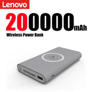 Lenovo 200000mAh External Battery Power Bank Two-Way Wireless Fast Charge Powerbank Portable Charger Type-C For iPhone Samsung