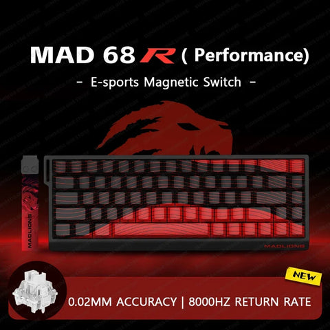 Madlions Mad 60he Mad 68he Wired Mechanical Keyboard Gaming Magnetic Switch RT 0.02mm 8K Polling Rate RGB Hotswap Keyboard