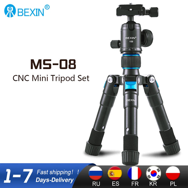 BEXIN MS02 MS08 Portable Tripode Light Travel Stand Tabletop Video Mini Tripod with 360 Degree Ball Head for  DSLR Camera