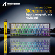 ATTACK SHARK X68 HE Rapid Trigger 8KHz Magnetic Keyboard, 0.01mm RT Accuracy, 60% Layout, RGB, Support RT/Snap Tap/DKS/MT/TGL