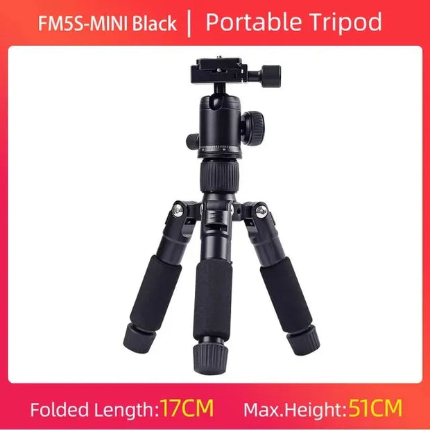 FM5S Portable Tripode Lightweight Travel Stand Tabletop Video Mini Tripod with 360 Degree Ball Head for Camera DSLR SLR