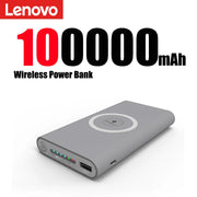 Lenovo 200000mAh External Battery Power Bank Two-Way Wireless Fast Charge Powerbank Portable Charger Type-C For iPhone Samsung