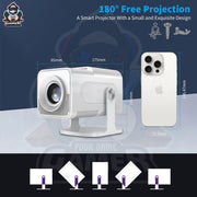 HCS350Max Game Console Projector Upgraded White Home Theater with Voice Control Portable Beamer 720P Native with Simulator Games