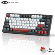 MageGee 75% Mechanical Gaming Keyboard with Knob Control, Blue Backlit Wired Gaming Keyboard Red/Yellow Switch for PC Windows