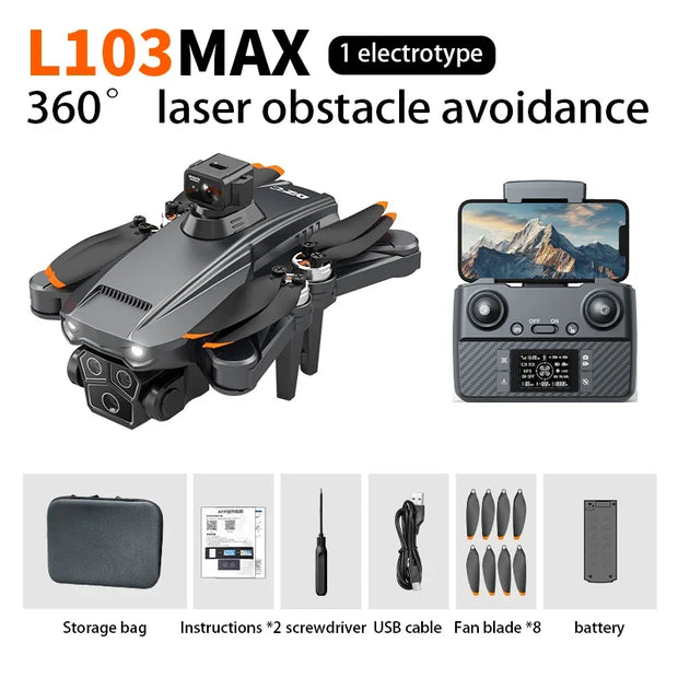 New L103 MAX Drone GPS Brushless Motor 8K HD Profesional FPV Quadcopter Smart 360° Obstacle Avoidance RC Drone