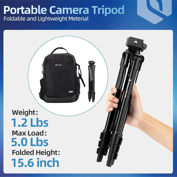 Fotopro DIGI3400 Camera Tripod 122CM Phone Tripod Stand with 3-Way Head Lightweight Portable Aluminum Travel Tripod for DSLR