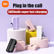 Xiaomi Mini 5000mAh Power Bank Built Cable Portable Mobile Phone Charger External Battery Capsule Powerbank For Type-C iPhone