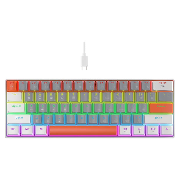 K61 Wired Mechanical Keyboard 10 Kinds of Colorful Lighting Gaming and Office For Microsoft Windows and Apple IOS System