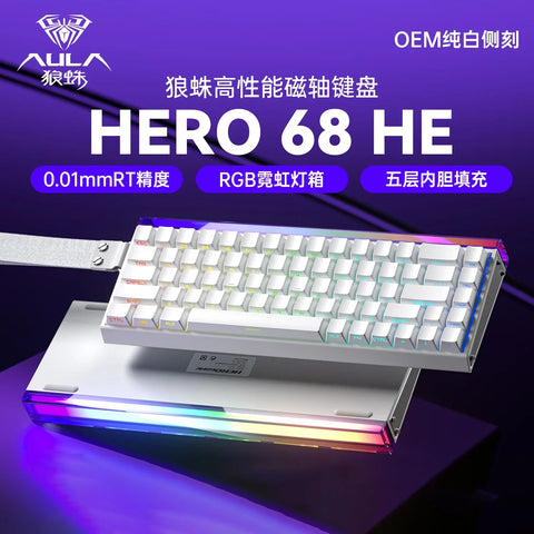 AULA New HERO 68HE Magnetic Switch Gaming Keyboard E-sports Game Customize RGB Mechanical Wired Keyboard Ergonomics Accessories