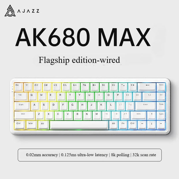 AJAZZ AK680 Max Rapid Trigger Keyboard Magnetic Switch Full-key Hot Swappable 8Khz RGB Hot Swappable Custom Gaming Keyboard