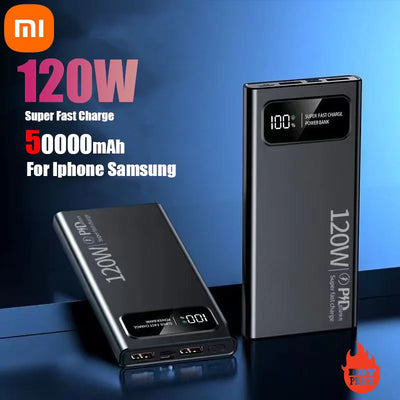 Xiaomi 50000mAh Large Capacity Power Bank 120W Super Fast Charging Mobile Powerbank for Huawei Apple Xiaomi Samsung 2025 New