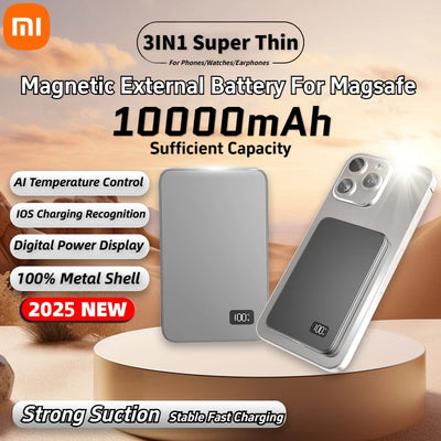 Xiaomi 10000mAh Super Thin Magnetic Power Bank PD25W Fast Charging Portable External Battery for Magsafe iPhone Android 2025 New