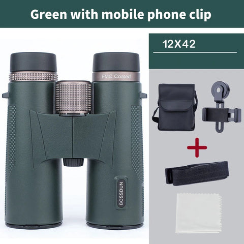 12x42 Professional Binoculars ED Lens BAK4 Prism Waterproof  Metal Telescope Outdoor Bird watching Camping Traveling hunting