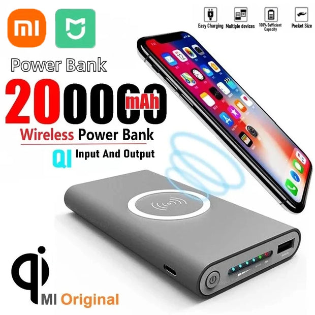 Xiaomi Super Thin Magnetic Power Bank Wireless 200000mAh High Capacity USB-c Two-Way Portable Fast Charger For IPhone Samsung