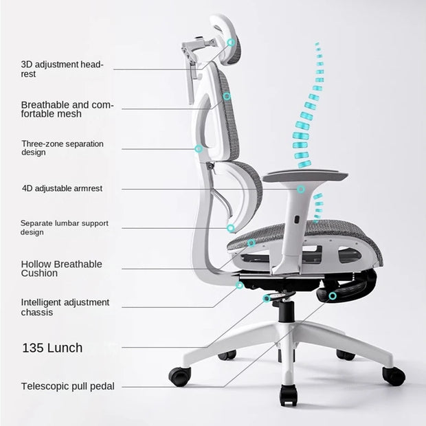 Ergonomic Computer Chair Home Office Lumbar Support Gaming chair Reclining Latex seat Breathable Mesh 4D Adjustable Armrest