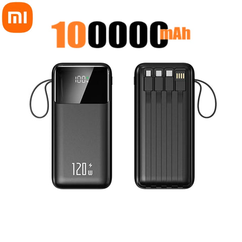 Xiaomi Hot 200000mAh 120W Power Bank Super Fast Charging Powerbank Portable Mobile Power With 4 Wire for iPhone Samsung HUAWEI