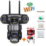 3 Lens Video Surveillance Camera Wifi Network CCTV Camera 4G SIM Card Wireless 360 Monitor Outdoor Waterproof Security Cameras