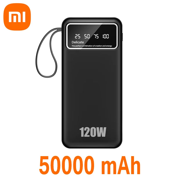 Xiaomi Powerbank 200000mah Fast Charging Large Capacity Built-in Cable Portable Powerbank Spare External Battery Power Bank New