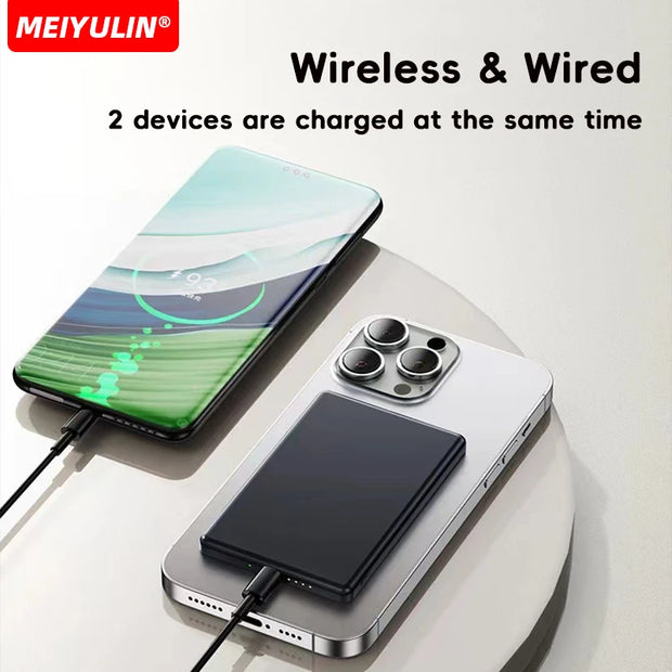 10000mAh Magnetic Power Bank Wireless Charger Portable USB C Fast Charging Mobile External Battery For iPhone 16 Samsung Xiaomi