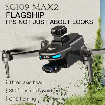 SG109 Max2 2024 New Professional 4K HD Camera Mini Drone Three-axis Gimbal Obstacle Avoidance GPS Brushless Foldable Quadcopter