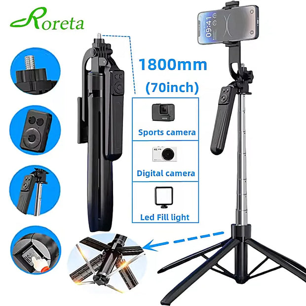 2025 New 1800mm Tripod for Smartphone Camera,Tripods Stand with Bluetooth shutter Wireless Selfie Stick Steady brackets holder